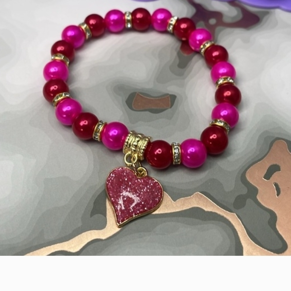 Elegant Beaded Bracelets with Heart Charms